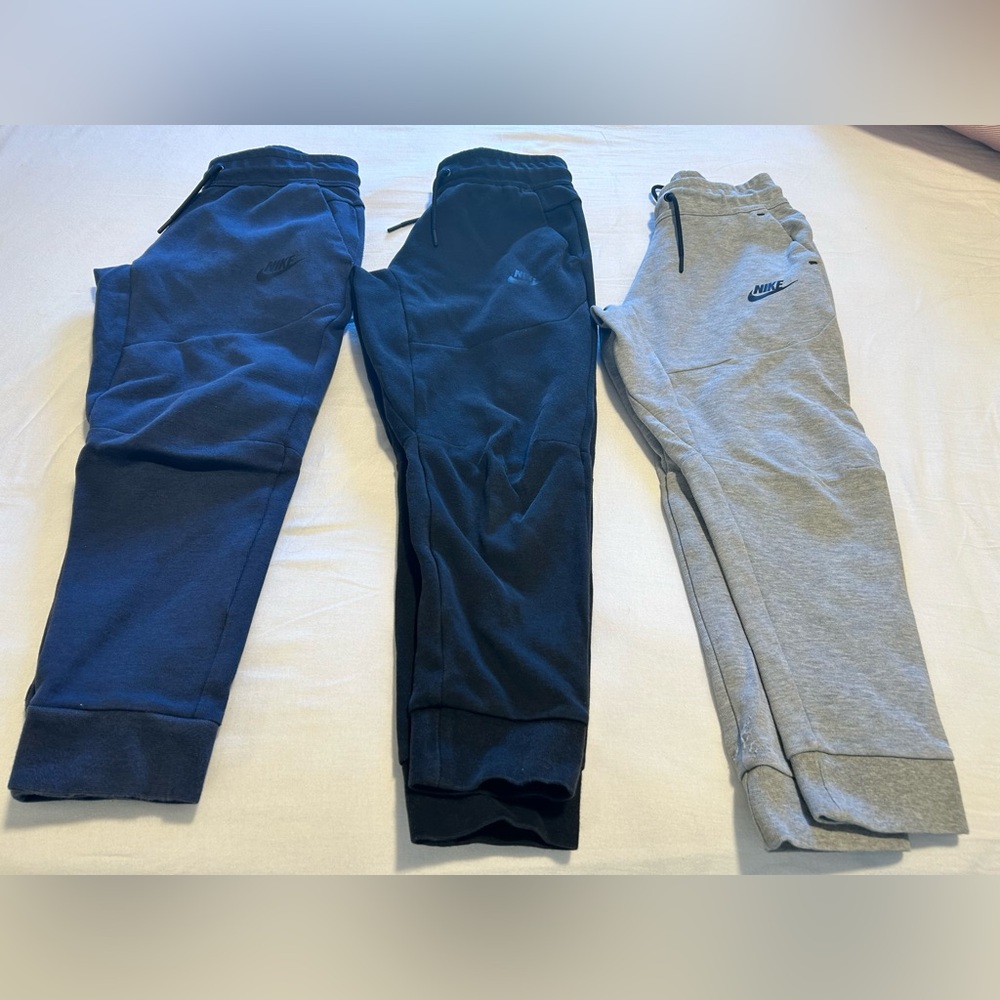 Nike Tech pants, grey, dark navy and black color, they are all size small,